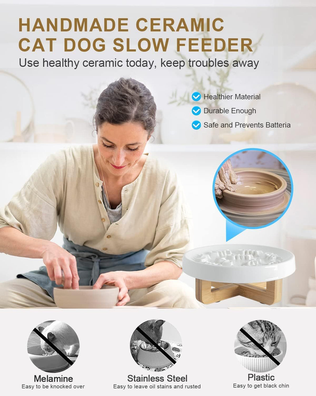Ceramic Pet Feeder Slow Feed