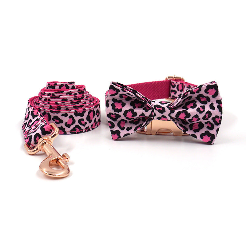 Rose Gold Pet Collar Leash Bow