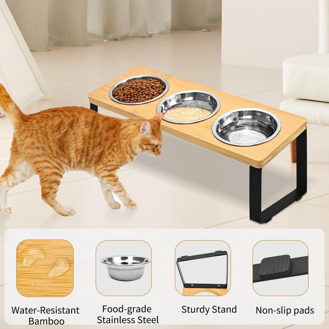 Pet Feeding Wood Bowl Rack